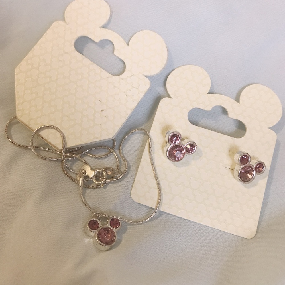 NEW Disney Mickey Violet Earrings and Necklace SET